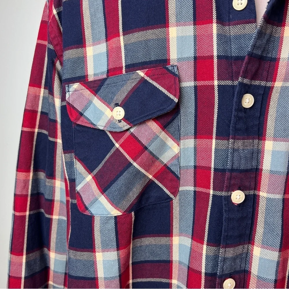 J.Crew Heavyweight Flannel Shirt | Men’s Size Large | Red & Blue Plaid | Cotton